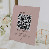 EVERLY Retro Art Deco Blush Pink Bar Menu QR Code
