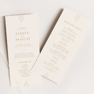 EVERLY Vintage Art Deco Cream and Gold Wedding Program