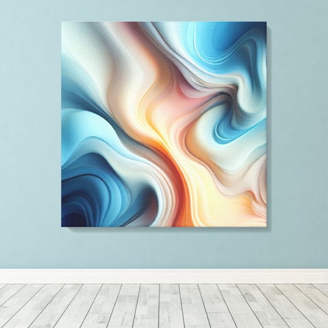 Evermore Abstract Stretched Canvas Print (Insitu (Wood Floor))
