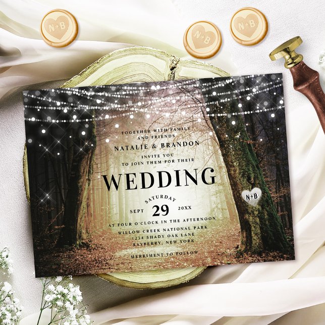Evermore | Enchanted Fairy Forest | Amber Wedding Invitation (Set the tone for an enchanting celebration with the Evermore wedding invitation!)