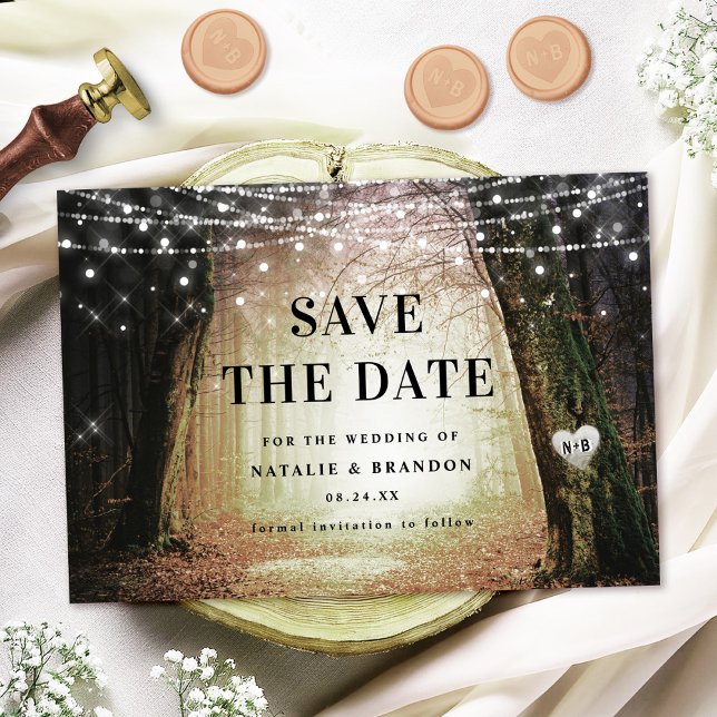 Evermore | Enchanted Fairy Forest | Amber Wedding Save The Date (Announce your special day with the Evermore Save the Date - shown in the amber colorway!)