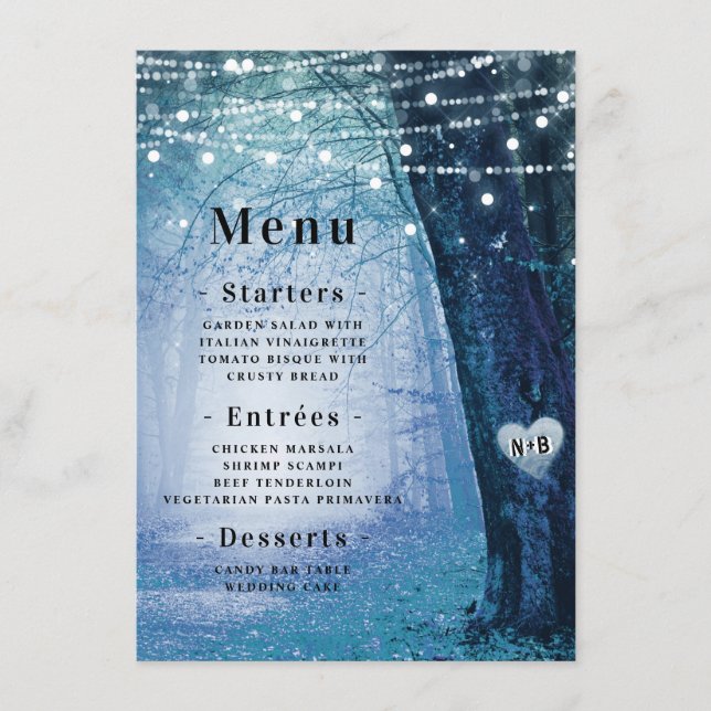 Evermore | Enchanted Fairy Forest | Blue Dinner Menu (Front)