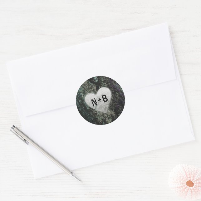 Evermore | Enchanted Fairy Forest Monogram Wedding Classic Round Sticker (Envelope)