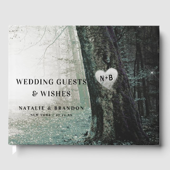 Evermore | Enchanted Fairy Forest | Moss Wedding Guest Book (Front)