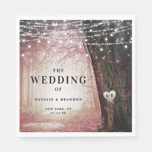 Evermore | Enchanted Fairy Forest | Pink Dinner Napkin (Front)