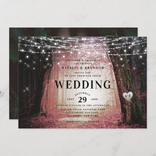 Evermore Enchanted Fairy Forest Pink Wedding Invitation