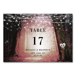 Evermore Enchanted Fairy Forest Pink Wedding Table Number