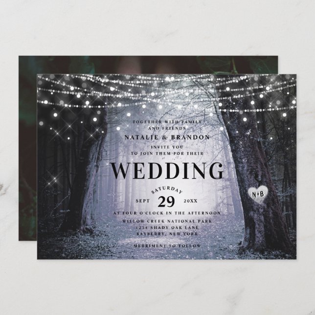 Evermore | Enchanted Fairy Forest | Purple Wedding Invitation (Front/Back)