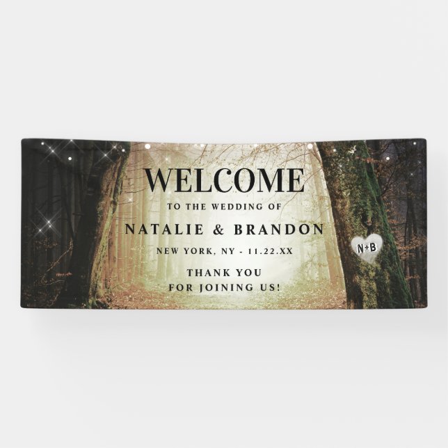 Evermore | Enchanted Forest Amber Wedding Welcome Banner (Horizontal)