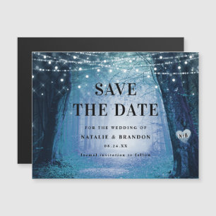 Evermore   Enchanted Forest Blue Save the Date Magnetic Invitation