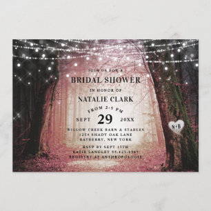 Evermore   Enchanted Forest Pink Bridal Shower Invitation