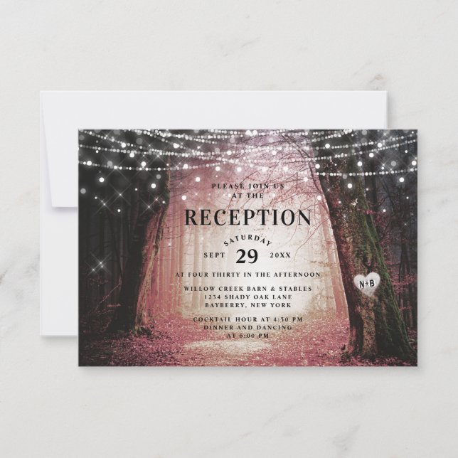 Evermore | Enchanted Forest Pink Wedding Reception Invitation (Front)