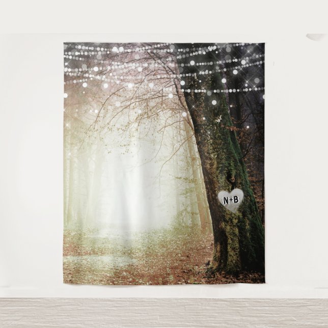 Evermore | Enchanted Forest Wedding Photo Backdrop Tapestry (Front)