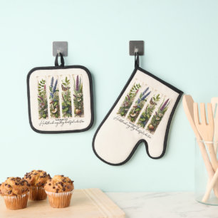 Everthing beautiful in His time botanical Oven Mitt & Pot Holder Set