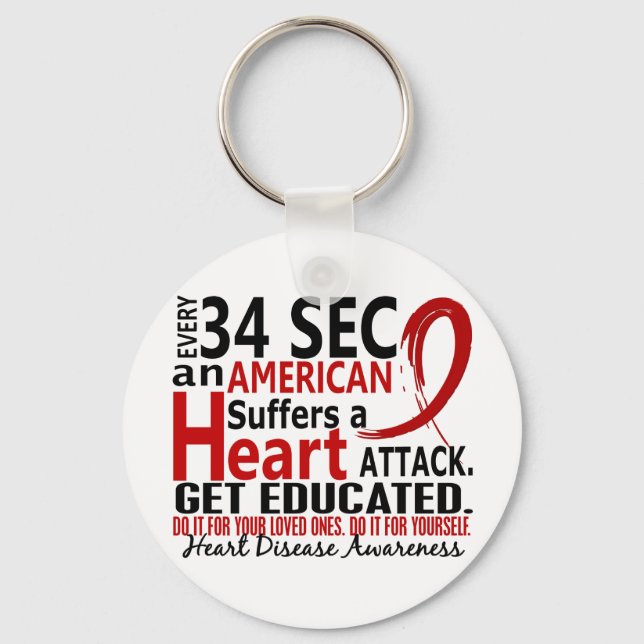 Every 34 Seconds Heart Disease / Attack Key Ring (Front)