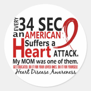 Every 34 Seconds Mum Heart Disease / Attack Classic Round Sticker