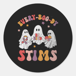 Every-boo-dy Stims Funny Autism Ghost Halloween Sp Classic Round Sticker