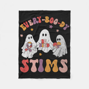 Every-boo-dy Stims Funny Autism Ghost Halloween Sp Fleece Blanket