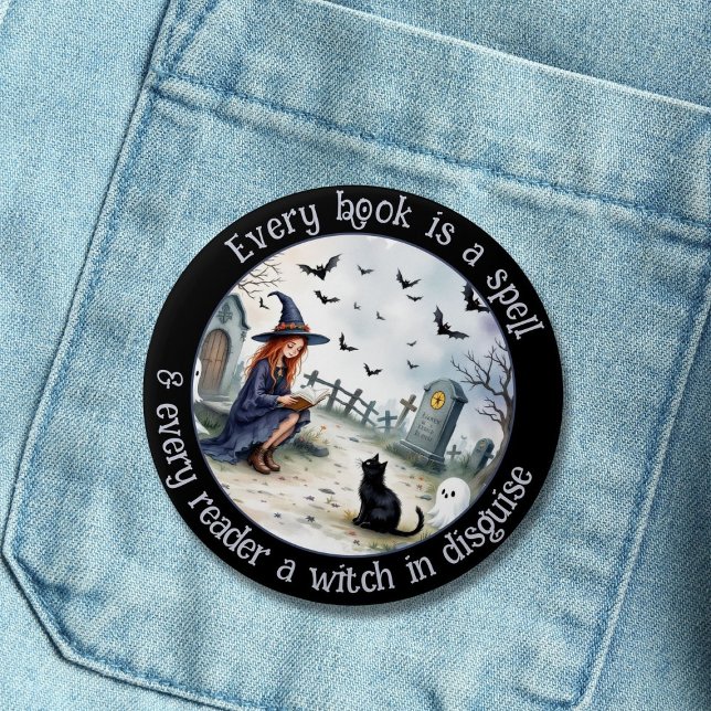 Every Book is a Spell on Black 7.5 Cm Round Badge (Creator Uploaded)