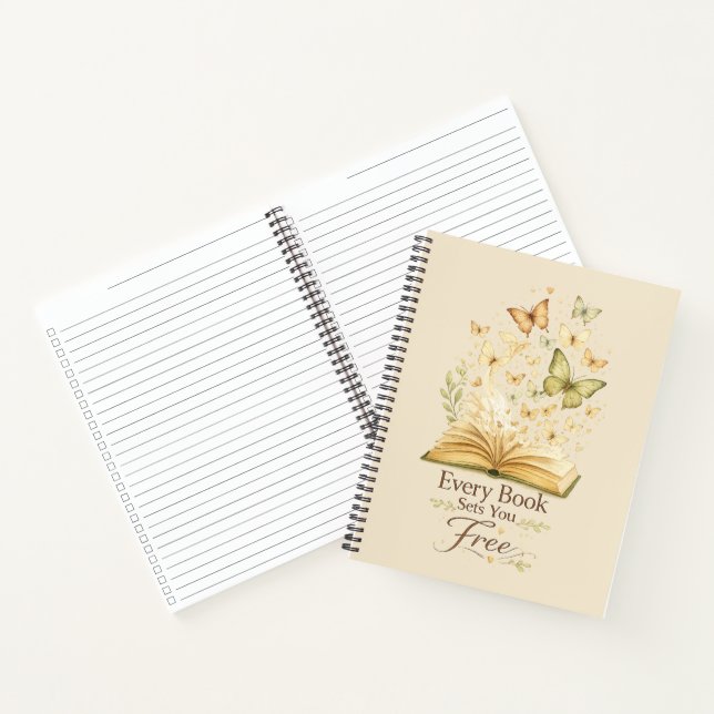 Every Book Sets You Free | Book Butterfly notebook (Inside)