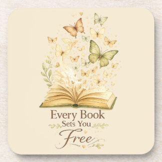 Every Book Sets You Free | Book Lover Butterfly Coaster