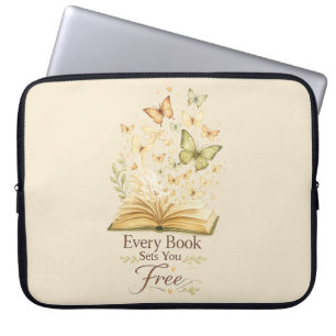Every Book Sets You Free Book Lover Butterfly Laptop Sleeve