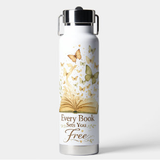 Every Book Sets You Free | Book Lover Butterfly Water Bottle