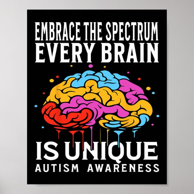 Every Brain Is Unique Autism Awareness Kids Suppor Poster (Front)