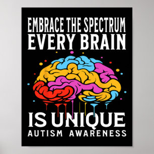Every Brain Is Unique Autism Awareness Kids Suppor Poster