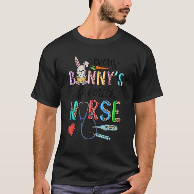 Every Bunny Favourite Nurse Heartbeat Pulse Easter T-Shirt (Front)