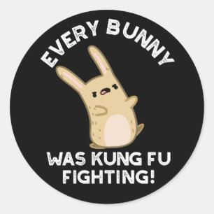 Every Bunny Kung Fu Fighting Rabbit Pun Dark BG Classic Round Sticker