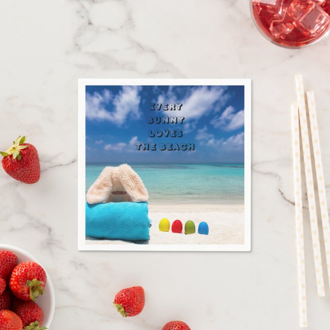 Every Bunny Loves The Beach Tropical Easter  Napkin (Insitu)