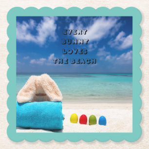 Every Bunny Loves The Beach Tropical Easter  Paper Coaster