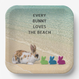 Every Bunny Loves The Beach Tropical Easter Paper Plate