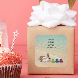Every Bunny Loves The Beach Tropical Easter  Square Sticker