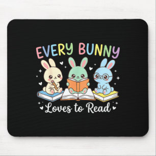 Every bunny loves to read cute easter bunny mouse pad