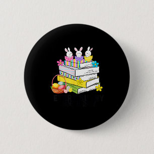 Every bunny loves to read easter cute reading book 6 cm round badge