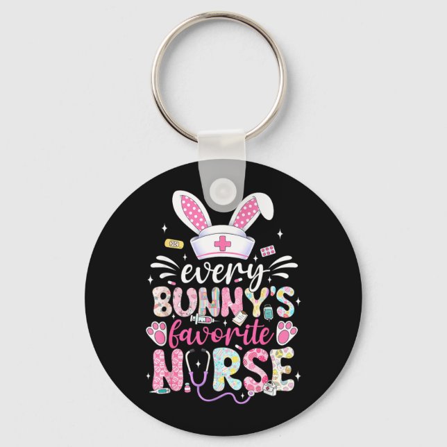 Every Bunnys Favourite Nurse Cute Easter Bunny Key Ring (Front)