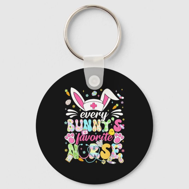 Every bunny's favourite nurse cute easter bunny key ring (Front)