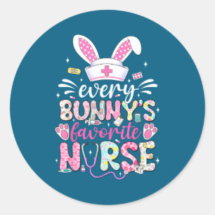 Every Bunny's Favourite Nurse Cute Easter Bunny Nu Classic Round Sticker