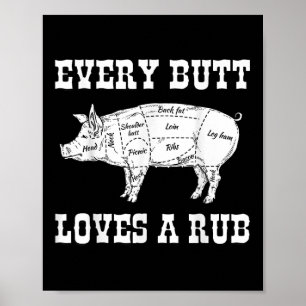 Every Butt Loves Rub Grilling Bbq Smoker Gift Dad  Poster