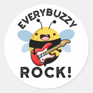 Every Buzzy Rock Funny Music Bee Pun  Classic Round Sticker