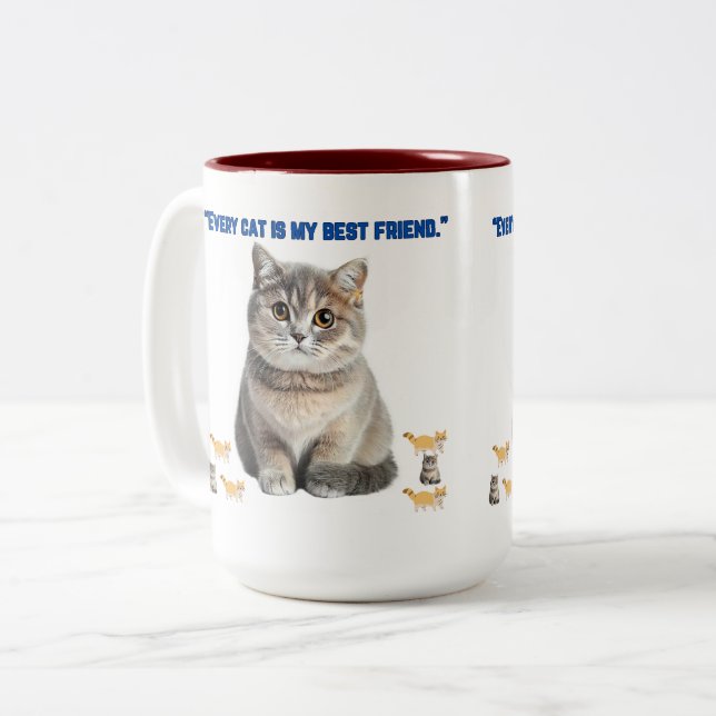 every cat is my best friend Two-Tone coffee mug (Front Left)