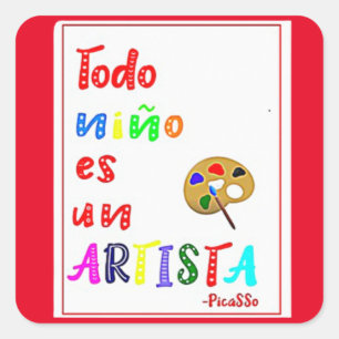 Every Child is an Artist in Spanish, Square Sticker