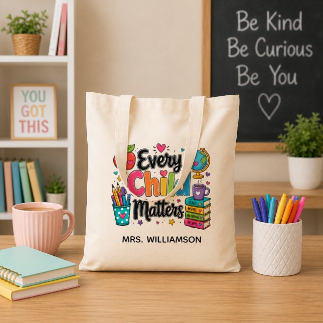Every Child Matters Monogram Teacher  Tote Bag (Creator Uploaded)