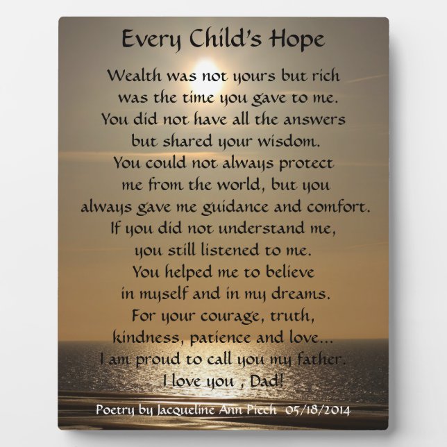 Every Child's Hope Poetry Plaque (Front)
