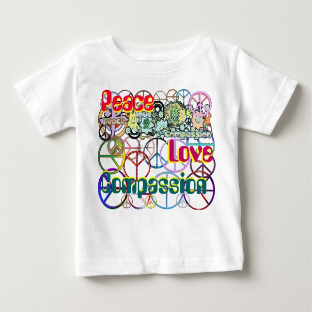 Every Colour of the Rainbow Peace Sign Collage Baby T-Shirt (Front)