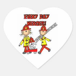 Every Day Heroes Firefighters T-shirts and Gifts Heart Sticker
