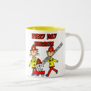 Every Day Heroes Firefighters T-shirts and Gifts Two-Tone Coffee Mug