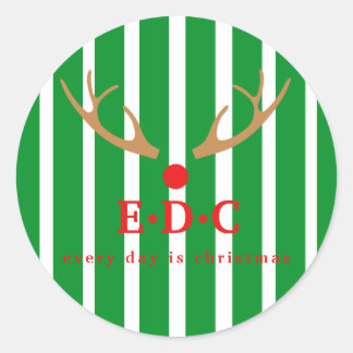Every Day is Christmas Striped Classic Round Sticker